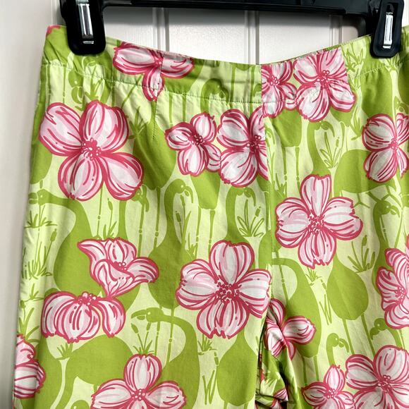 Lilly Pulitzer Floral Cropped Pants 8 Pink Green Preppy Coastal Beach Resort - Picture 6 of 7